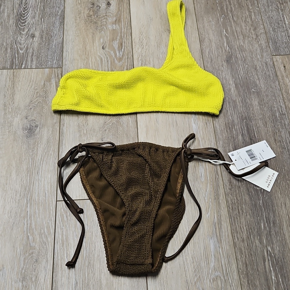 Good American Always Fits Mixed Bikini Set Cheeky String Tie Women's Large XL